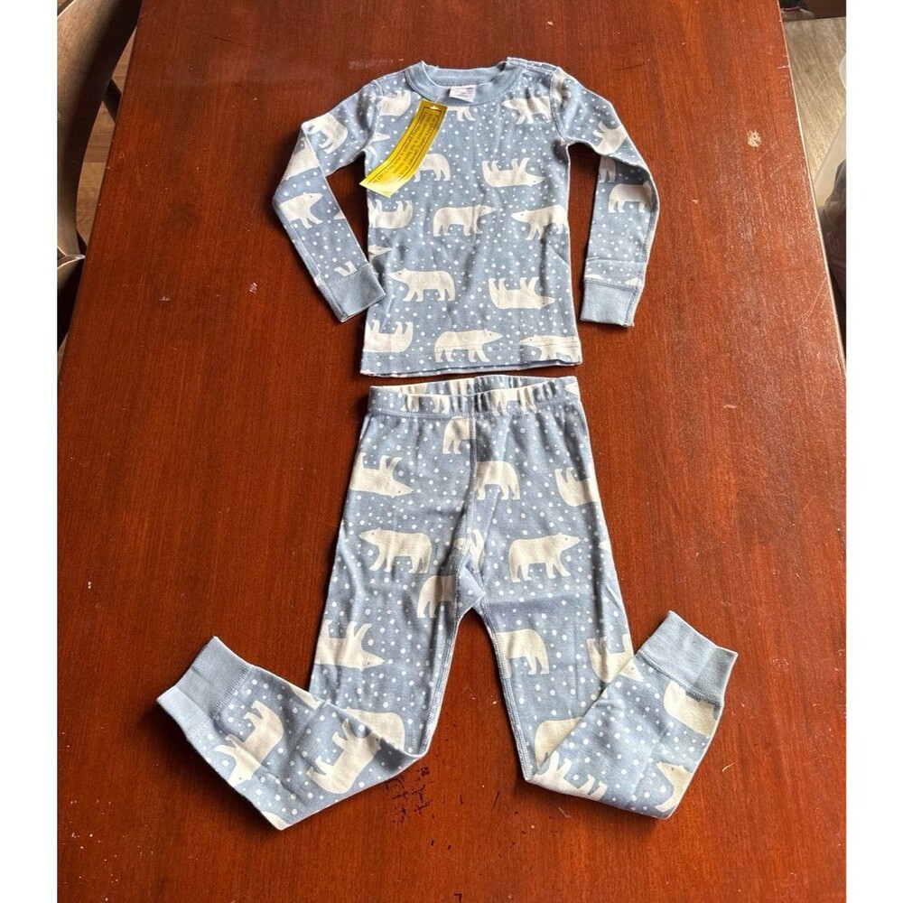 Hanna Andersson kids polar bear winter long john pajamas new with tags